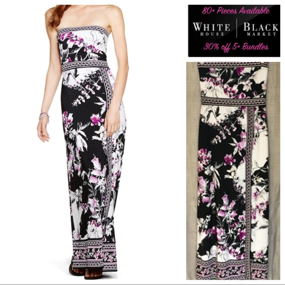WHBM Strapless Floral Print Maxi Dress